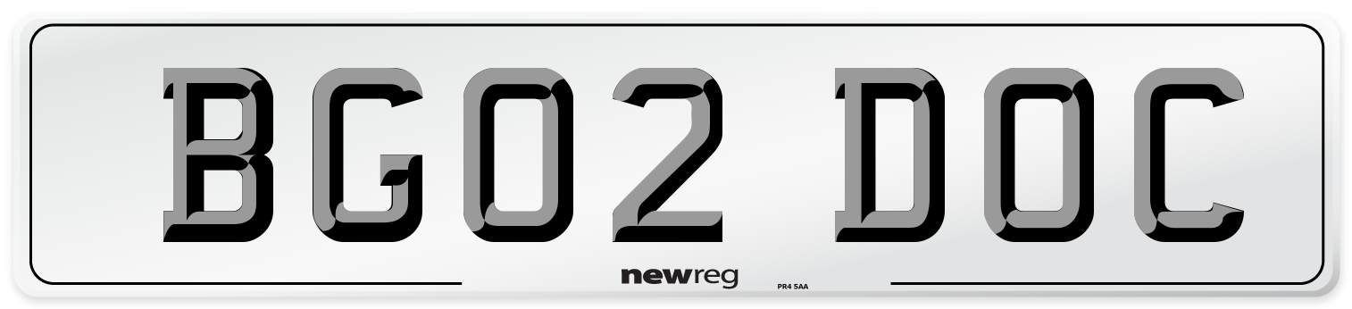 BG02 DOC Number Plate from New Reg